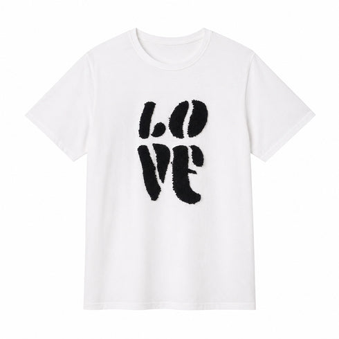 T-SHIRT BIANCA CON SCRITTA LOVE IN RILIEVO (65)