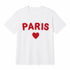 T-SHIRT BIANCA CON SCRITTA PARIS E CUORE ROSSO (82)