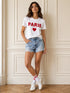 T-SHIRT BIANCA CON SCRITTA PARIS E CUORE ROSSO (82)