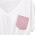 T-SHIRT BIANCA CON TASCHINO ROSA E DETTAGLIO IN PIZZO (67)