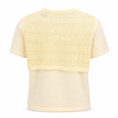 T-SHIRT RIGATA CON FIOCCO IN PIZZO (69)