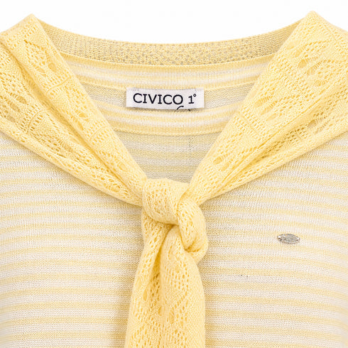 T-SHIRT RIGATA CON FIOCCO IN PIZZO (69)