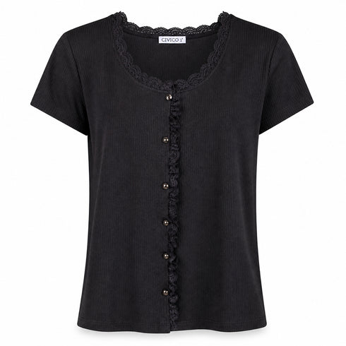 T-SHIRT A COSTINE CON PIZZO E BOTTONI FRONTALI (81)