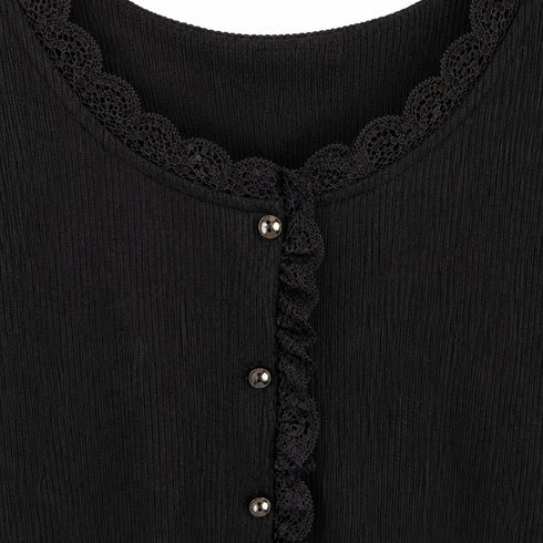 T-SHIRT A COSTINE CON PIZZO E BOTTONI FRONTALI (81)