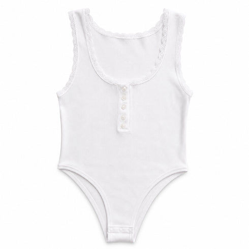 BODY A COSTINE CON BOTTONI E DETTAGLI IN PIZZO T-SHIRT (80)