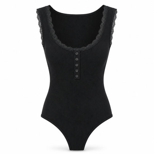 BODY A COSTINE CON BOTTONI E DETTAGLI IN PIZZO T-SHIRT (80)