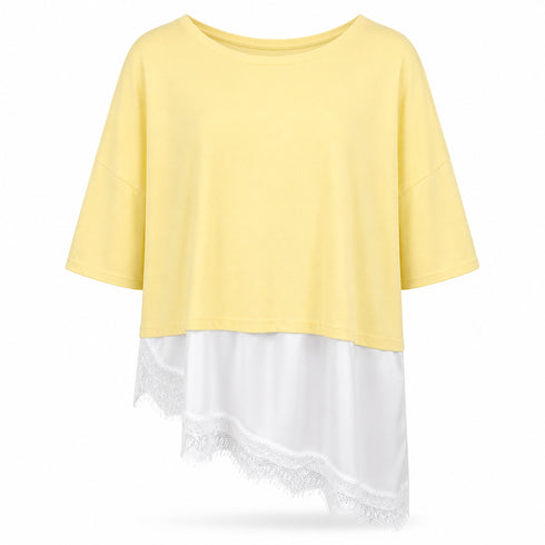 T-SHIRT CORTA CON INSERTO IN PIZZO (79)