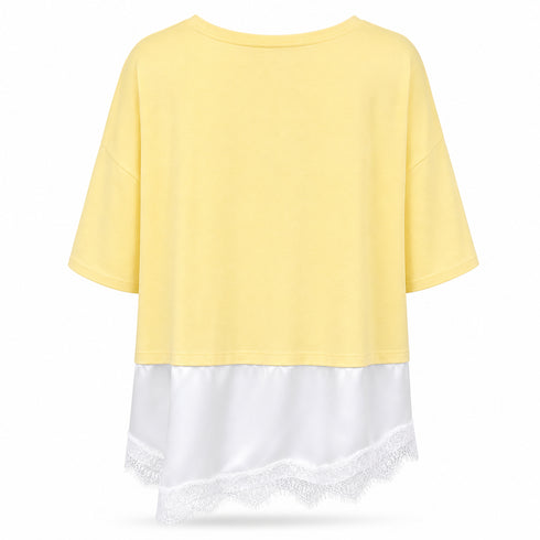 T-SHIRT CORTA CON INSERTO IN PIZZO (79)