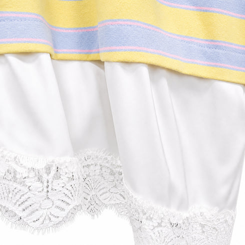 T-SHIRT RIGATA CON INSERTO IN PIZZO (72)