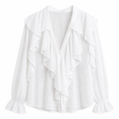 CAMICIA CON ROUCHES E SCOLLO A V (77)