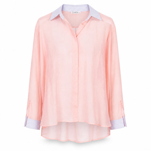 CAMICIA OVER TRASPARENTE CON DETTAGLI A CONTRASTO (76)
