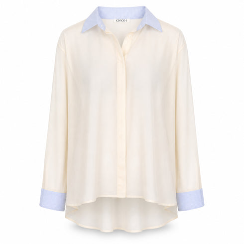CAMICIA OVER TRASPARENTE CON DETTAGLI A CONTRASTO (76)