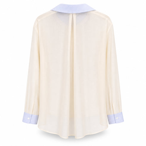 CAMICIA OVER TRASPARENTE CON DETTAGLI A CONTRASTO (76)