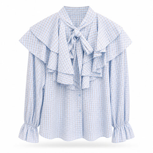 CAMICIA A QUADRETTI CON RUCHES E FIOCCO (74)