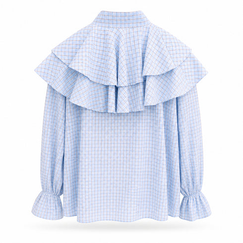 CAMICIA A QUADRETTI CON RUCHES E FIOCCO (74)