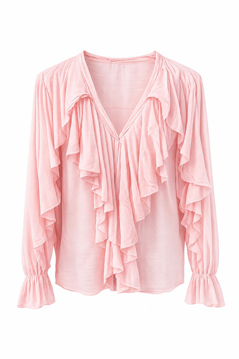 CAMICIA CON ROUCHES E SCOLLO A V (77)