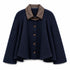 TENSIONE IN GIACCA BLU CON COLLO IN ECOPELLE MARRONE (94)