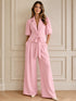 COORDINATO ROSA CON BLUSA E PANTALONE A PALAZZO (94)