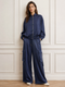 TENSIONE IN COMPLETO IN RASO BLU NAVY CON PANTALONE CARGO (93)