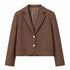 HAVEONE COORDINATO ELEGANTE MARRONE CON BLAZER CORTO E PANTALONE AMPIO (92)