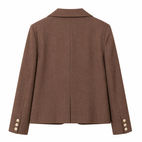 HAVEONE COORDINATO ELEGANTE MARRONE CON BLAZER CORTO E PANTALONE AMPIO (92)