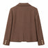 HAVEONE COORDINATO ELEGANTE MARRONE CON BLAZER CORTO E PANTALONE AMPIO (92)