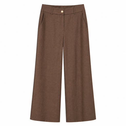 HAVEONE COORDINATO ELEGANTE MARRONE CON BLAZER CORTO E PANTALONE AMPIO (92)