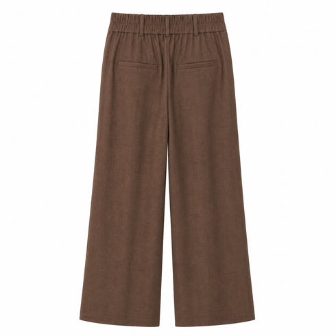 HAVEONE COORDINATO ELEGANTE MARRONE CON BLAZER CORTO E PANTALONE AMPIO (92)