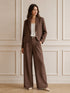 HAVEONE COORDINATO ELEGANTE MARRONE CON BLAZER CORTO E PANTALONE AMPIO (92)