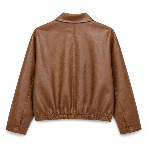 GIACCA CORTA IN ECOPELLE MARRONE (100)