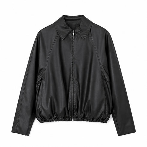 GIACCA NERA CON ZIP E FONDO ELASTICIZZATO (101)