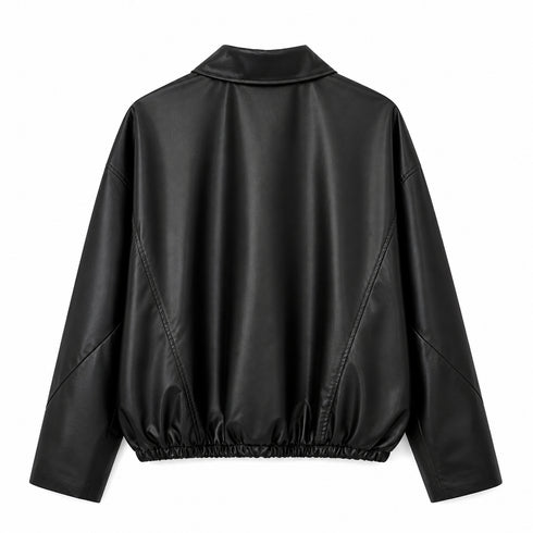 GIACCA NERA CON ZIP E FONDO ELASTICIZZATO (101)