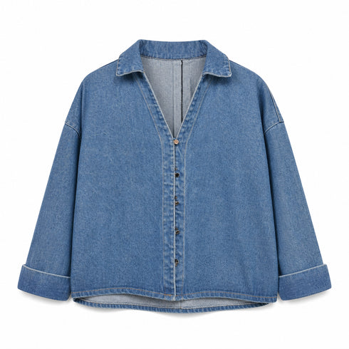 CAMICIA IN DENIM BLU OVERSIZE
