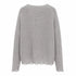 MAGLIONE IN MAGLIA GRIGIO CON APPLICAZIONE FLOREALE (106)