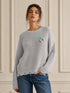 MAGLIONE IN MAGLIA GRIGIO CON APPLICAZIONE FLOREALE (106)