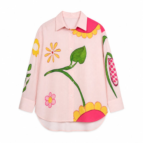 CAMICIA A RIGHE CON STAMPA FLOREALE MULTICOLOR (73)