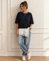 T-SHIRT CORTA CON INSERTO IN PIZZO (79)