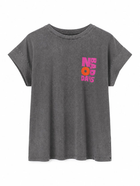 T-SHIRT GRIGIA CON STAMPA “BAD NO DAYS”