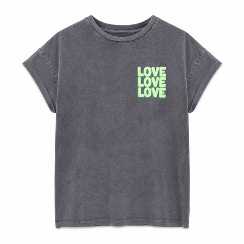 T-SHIRT GRIGIA CON STAMPA “LOVE LOVE LOVE” (112)