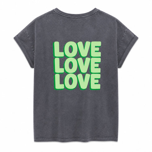 T-SHIRT GRIGIA CON STAMPA “LOVE LOVE LOVE” (112)