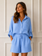 COMPLETO ESTIVO IN COTONE CON CAMICIA E SHORTS (113)