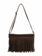 BORSA A SPALLA IN PELLE CON FRANGE MARRONE (122)