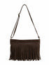 BORSA A SPALLA IN PELLE CON FRANGE MARRONE (122)