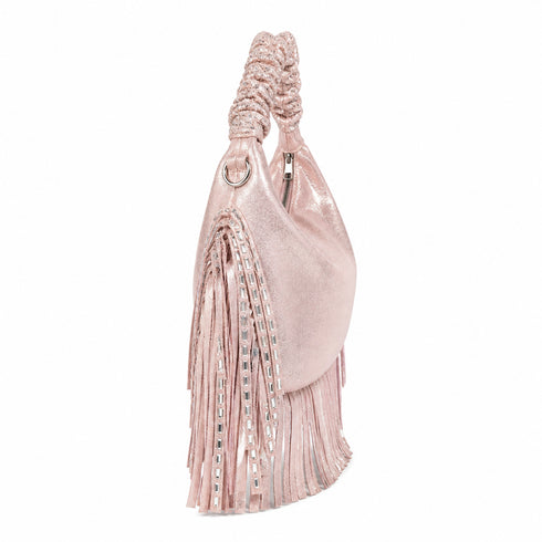 BORSA A SPALLA METALLIZZATA CON FRANGE (125)