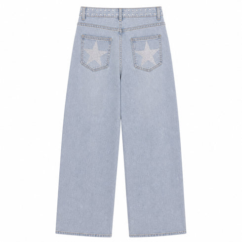 JEANS WIDE LEG CON BORCHIE E TASCHE STELLA (145)