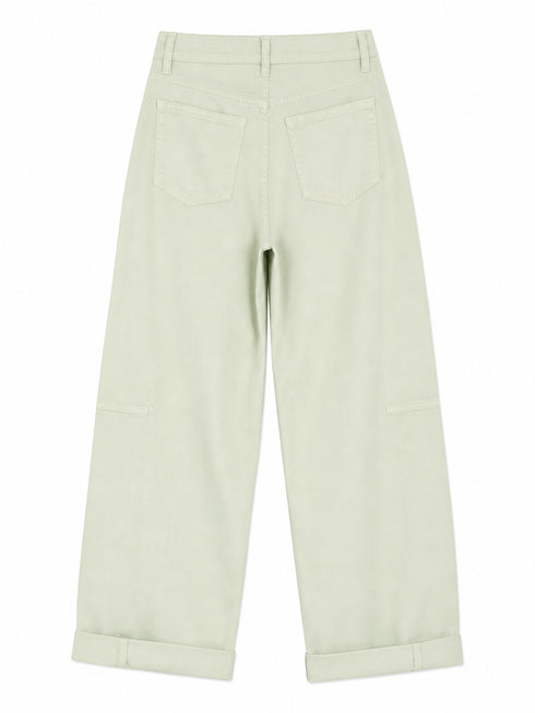 PANTALONE WIDE LEG VERDE SALVIA (140)