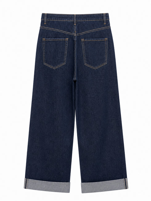 JEANS DENIM BLU A GAMBA LARGA (133)