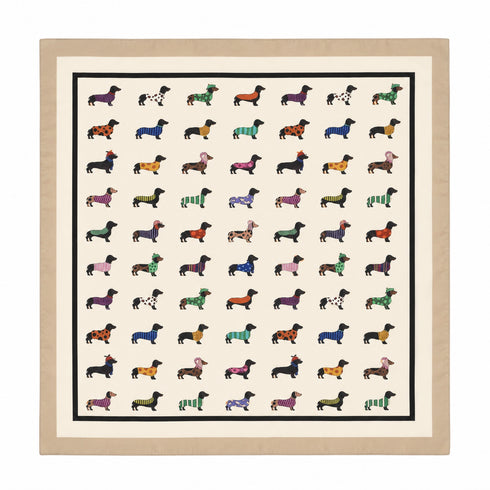 FOULARD IN SETA CON FANTASIA CANI MULTICOLOR