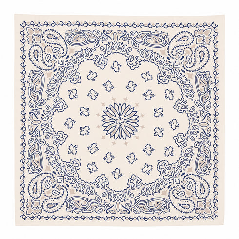 FOULARD PAISLEY ELEGANTE AVORIO E BLU