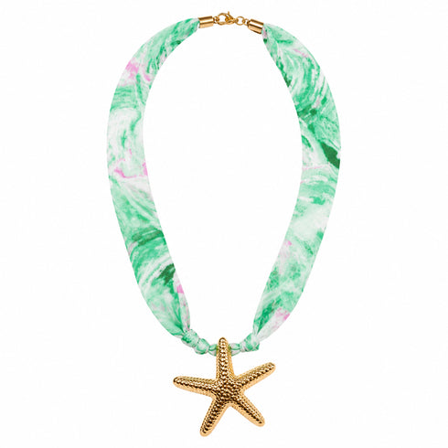 COLLANA CON STELLA MARINA DORATA E FASCIA FANTASIA (130)